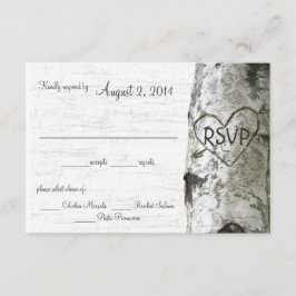 Árvore de Birch com RSVP de Coração Gravado