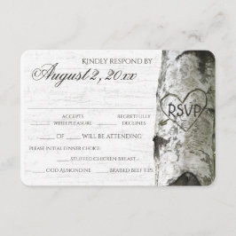 Árvore de Birch com RSVP de Coração Gravado