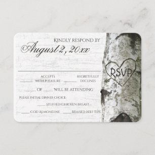 Árvore de Birch com RSVP de Coração Gravado