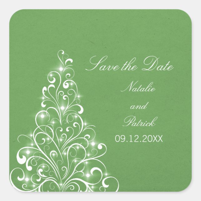 Árvore de Feriado Verde Sparkly Salve os adesivos  (Frente)