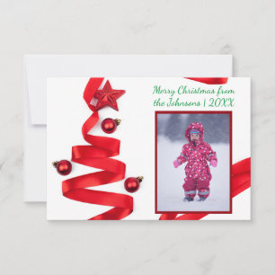 Árvore de Fita Vermelha com Foto - Cartão de Natal