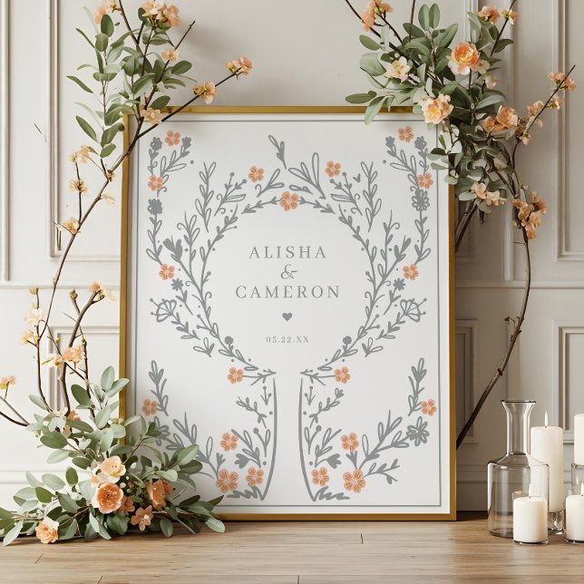 Árvore de Impressão Digital de Cinzas com Moldura  (Framed Grey Fingerprint Tree Wedding Guest Book)