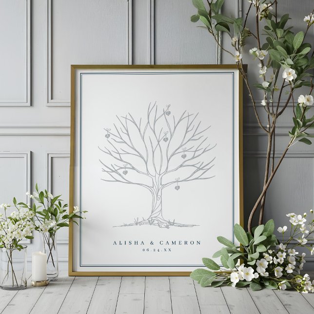 Árvore de Impressão Digital e Monograma Livro de C (Fingerprint Tree & Monogram Wedding Guest Book)