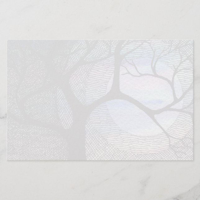 Árvore de inverno em Blue Blackground Cross Hatled (Frente)