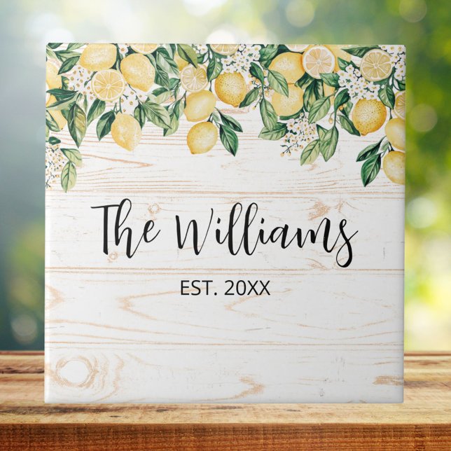 Árvore de Limão Amarelo Monogramada em Madeira Bra (In situ)