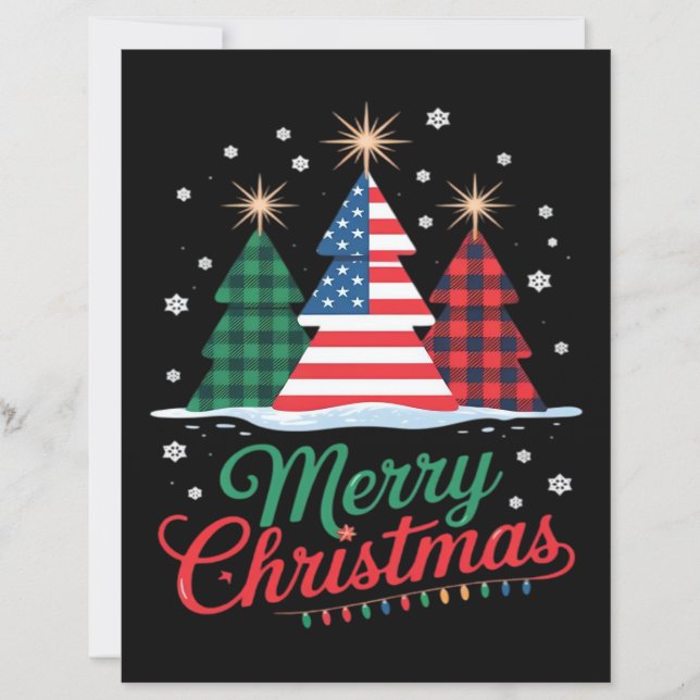 Árvore de Natal Alegre Bandeira dos EUA Papai Noel (Frente)