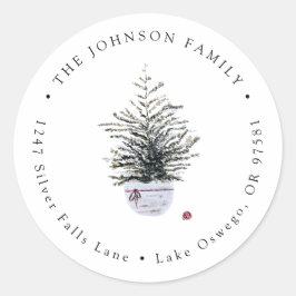 Árvore de Natal Aquarela Boho Chic Etiqueta de End