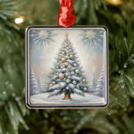 Árvore de Natal Art Deco com ornamentos de Ouro