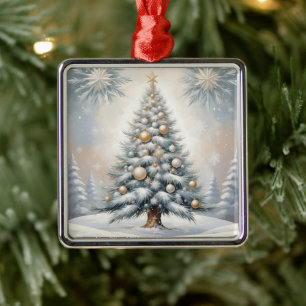 Árvore de Natal Art Deco com ornamentos de Ouro