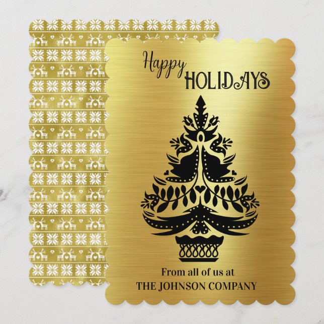 Árvore de Natal Black Silhout em Folha de Ouro (Frente/Verso)