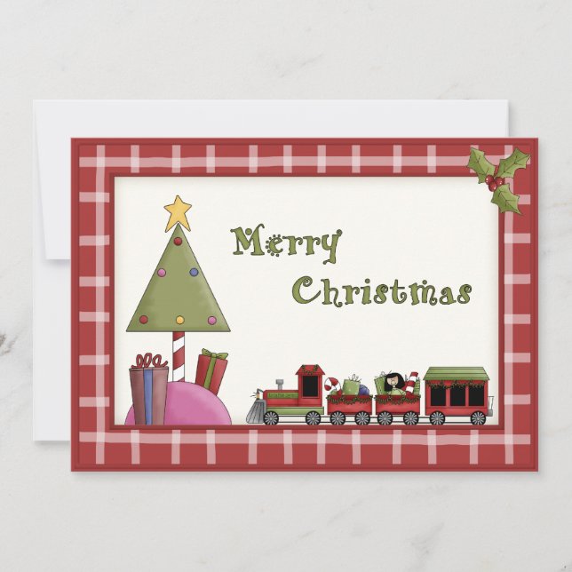 Árvore de Natal bonito e convite de festas do trem (Frente)