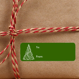 Árvore de Natal Branco sobre a Etiqueta de present