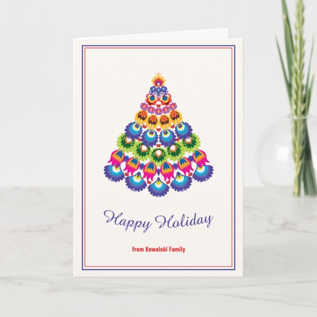 🎄 árvore de Natal - cartão do estilo folclore (Frente)