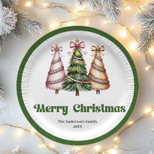 Árvore de Natal Chic Pratos de Papel Nome Editável