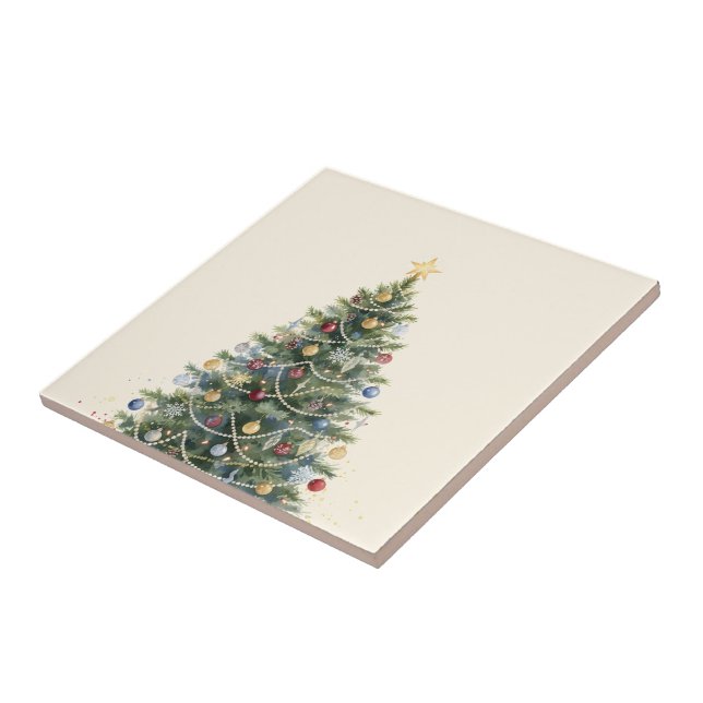 Árvore de Natal com Aquarela Rústica Natal Feriado (Lateral)