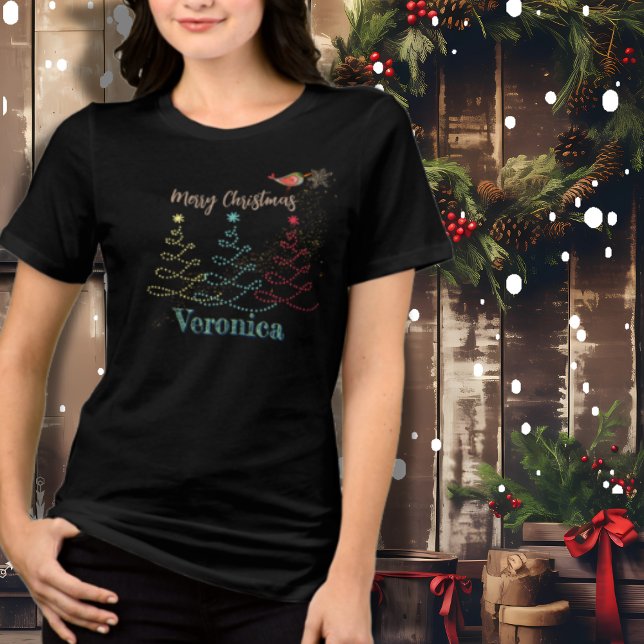 Árvore de Natal com Pássaro (Christmas Tree with Bird Tri-Blend Shirt)