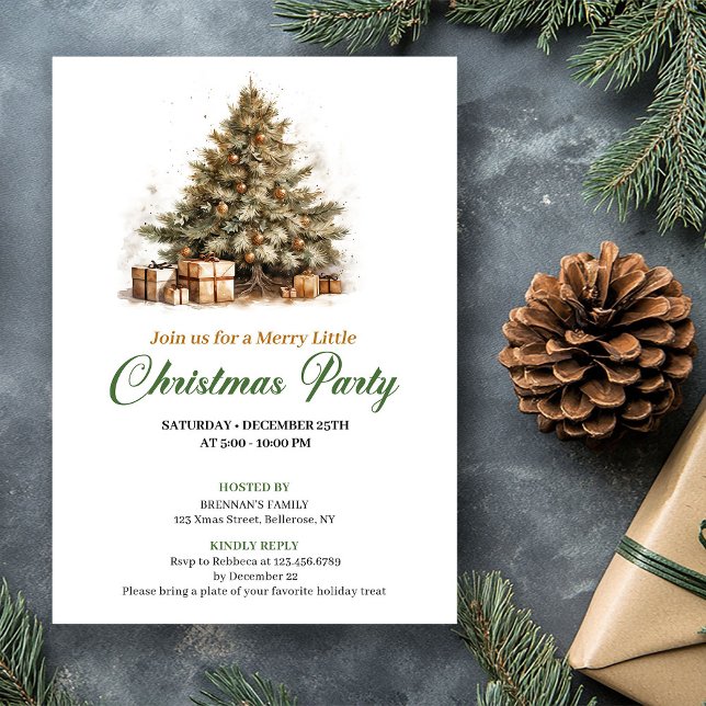 Árvore de Natal Cores Terrosas Convite de Férias (Warm Earthy Colors Christmas Tree Holiday Invite)
