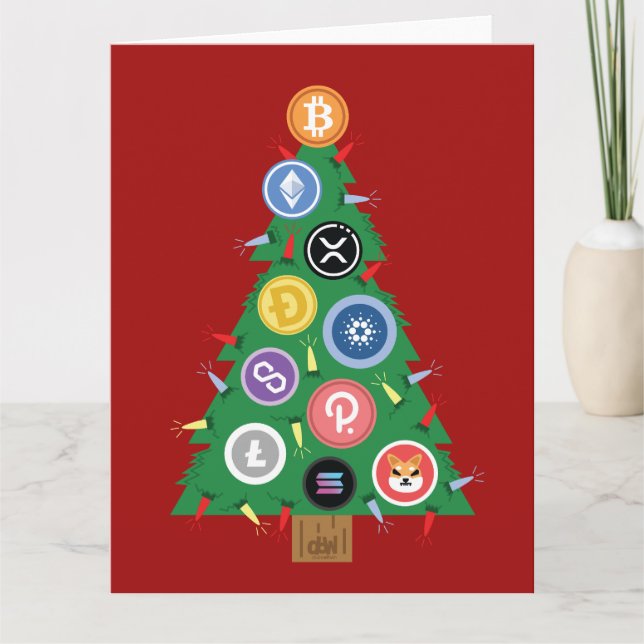 Árvore de Natal Crypto Cartão de Ornamento de Crip (Frente)