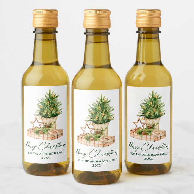 Árvore de Natal da Calliografia Green Ink Watercol (Garrafas)