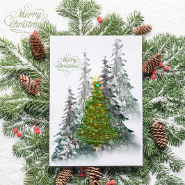 Árvore de Natal da Floresta Nevada cartão postal d