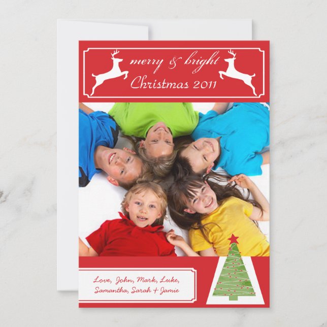 Árvore de Natal da Reindeer Seu Cartão de Natal Fo (Frente)