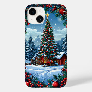 Árvore de Natal Decorada em Paisagem Nevada
