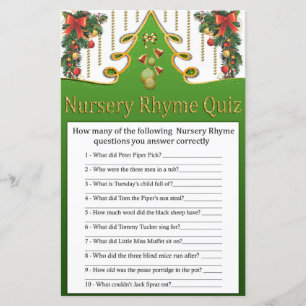 Árvore de Natal dourada Quiz de Rimas Infantis chá
