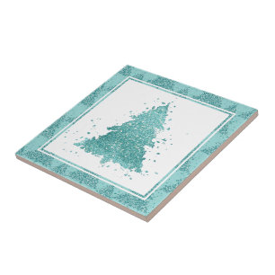 Árvore de Natal Elegante Luxe Aqua Mint Splatter