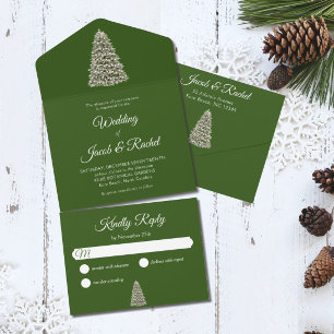 Árvore de Natal Elegante sobre Casamento Verde Esc