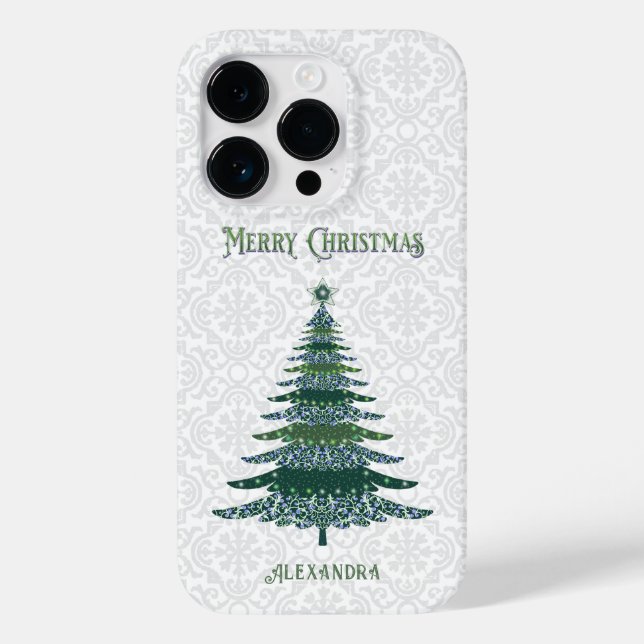 Árvore de Natal Elegante Verde Personalizado (Verso)