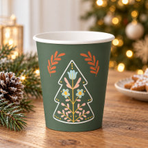 Árvore de Natal em Arte Folclórica Nórdica Verde F