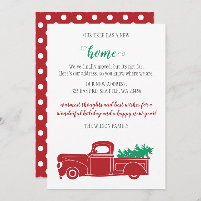 Árvore de Natal em Caminhão Nós Mudamos Cartões de (Frente/Verso)
