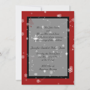 Árvore de Natal em Convite para Casamento Vermelh
