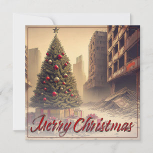 Árvore de Natal entre Ruínas Feliz Natal