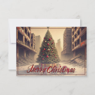Árvore de Natal entre Ruínas Feliz Natal