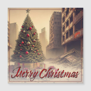 Árvore de Natal entre Ruínas Feliz Natal