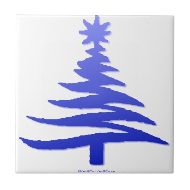Árvore de Natal Estêncil Azul Cobalto (Frente)