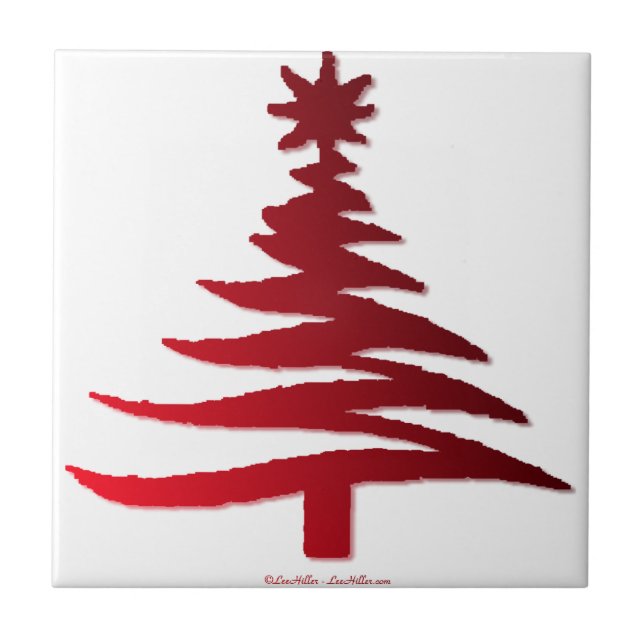 Árvore de Natal Estêncil Vermelho (Frente)