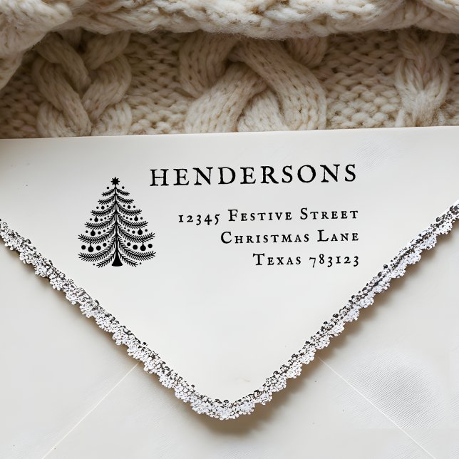 Árvore de Natal Festiva Devolução Endereço Carimbo (Criador carregado)