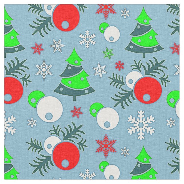 Árvore de Natal Floco de Neve Bauble no Tecido Azu (Detalhe)