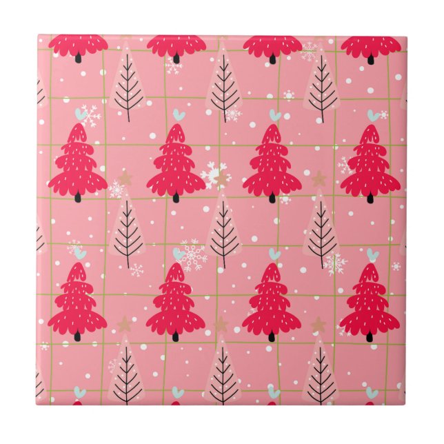 Árvore de Natal Floco de Neve Rosa Chiclete (Frente)