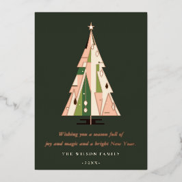 Árvore de Natal Geométrica Retrora Ferrugem Verde