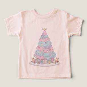 Árvore de Natal Kawaii Pastel Rosa e Azul Fofo