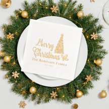 Árvore de Natal Merry Christmas Family Name Date (