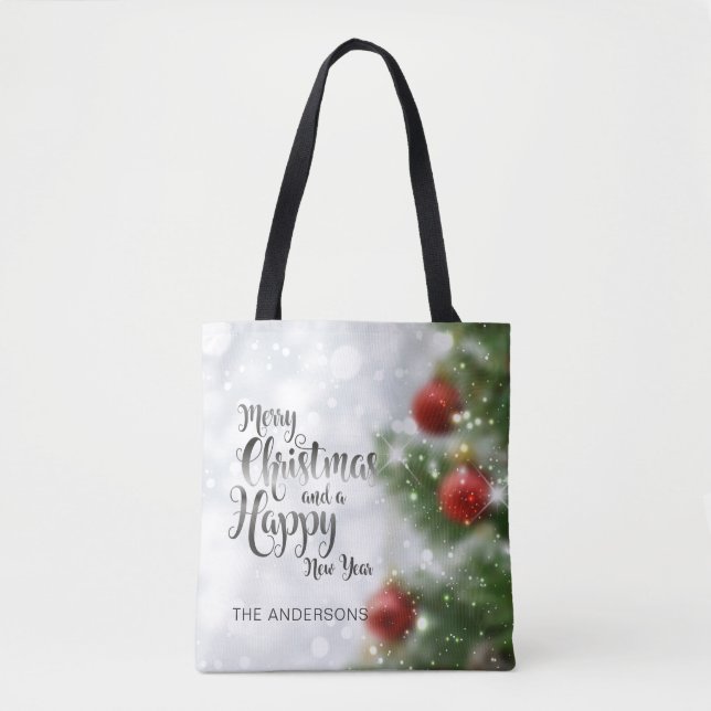 Árvore de Natal Merry Personalizada | Tote Bag (Frente)