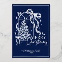 Árvore de Natal Minimalista Azul Naval Prateada