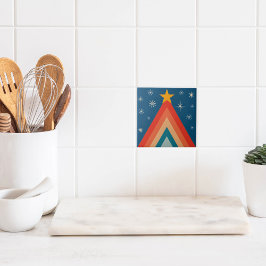 Árvore de Natal Minimalista Vermelho e Azul