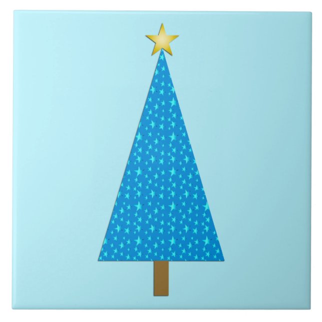 Árvore de Natal moderna das estrelas azuis (Frente)