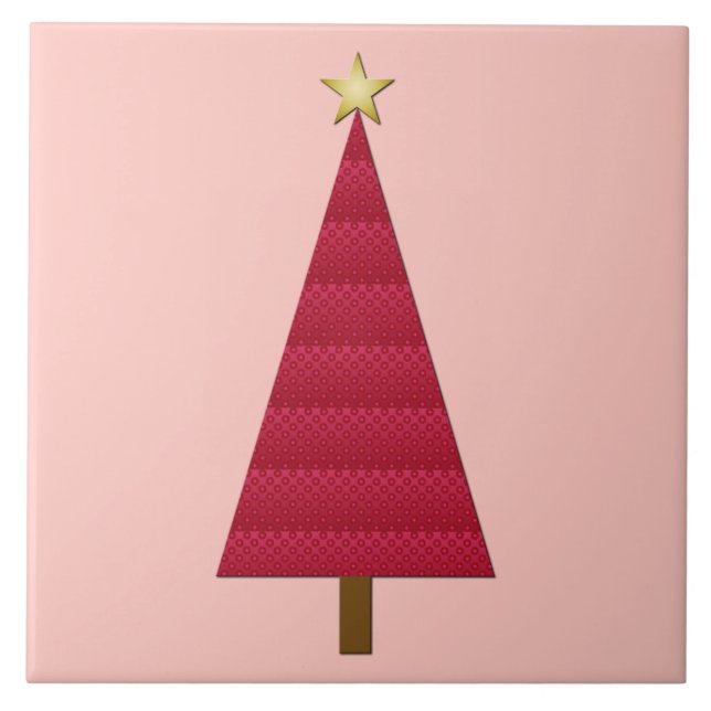Árvore de Natal moderna de damasco vermelho profun (Frente)