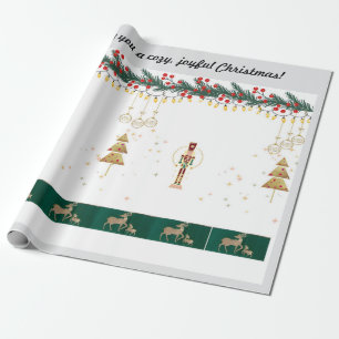 Árvore de Natal, neve, papel de embrulho de veados